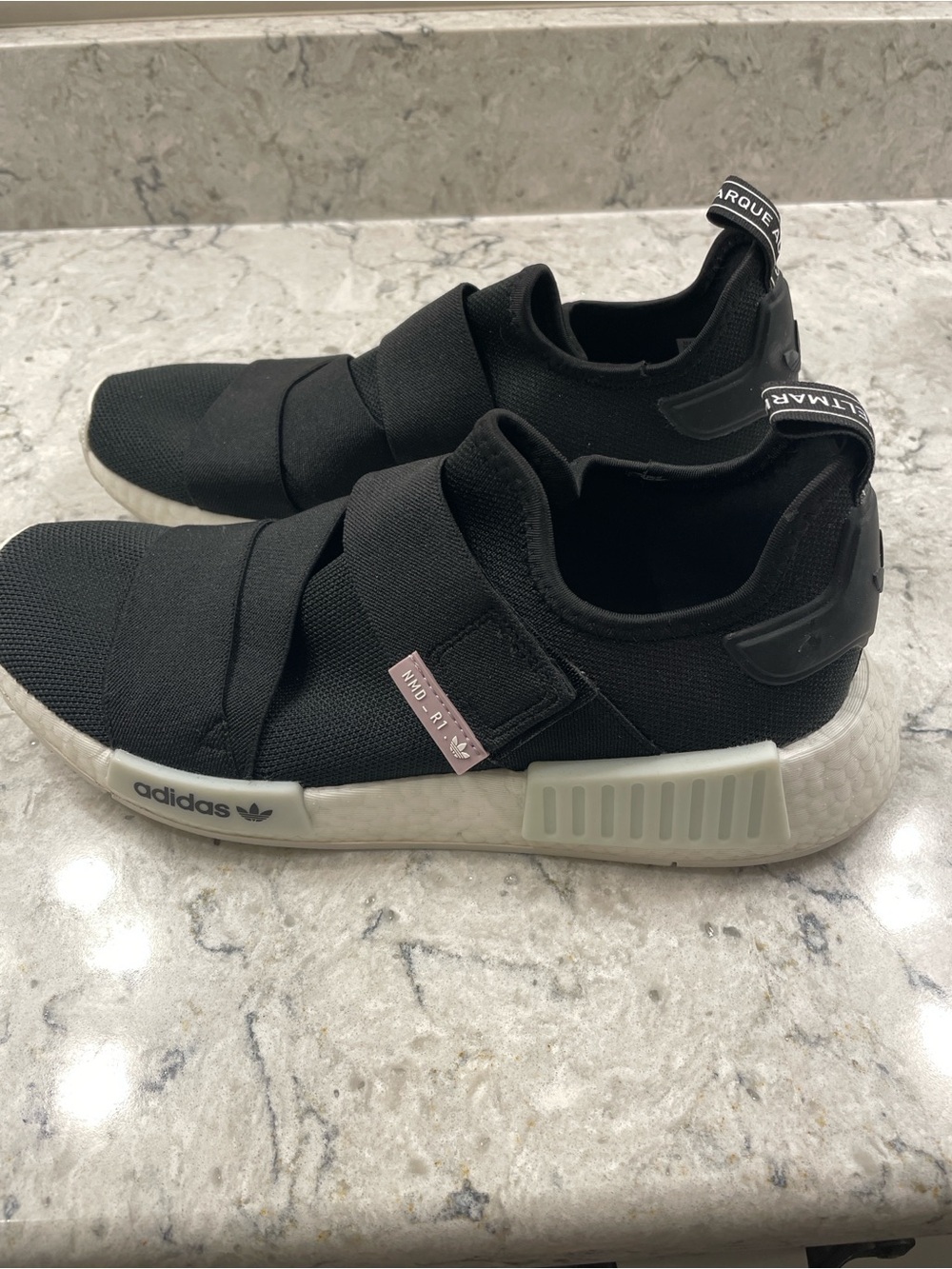 adidas Black Slip-On NMD Sock Sneakers with White Boost Sole